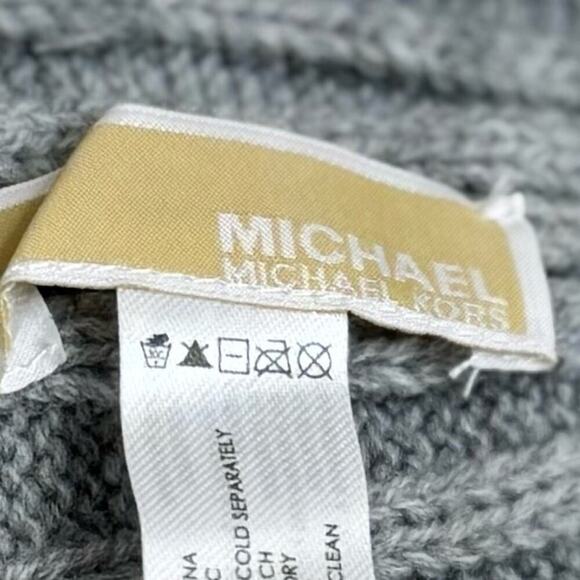 NWT Michael Kors Gray Pom-Pom Beanie Winter Hat Cap Ribbed - Picture 5 of 7